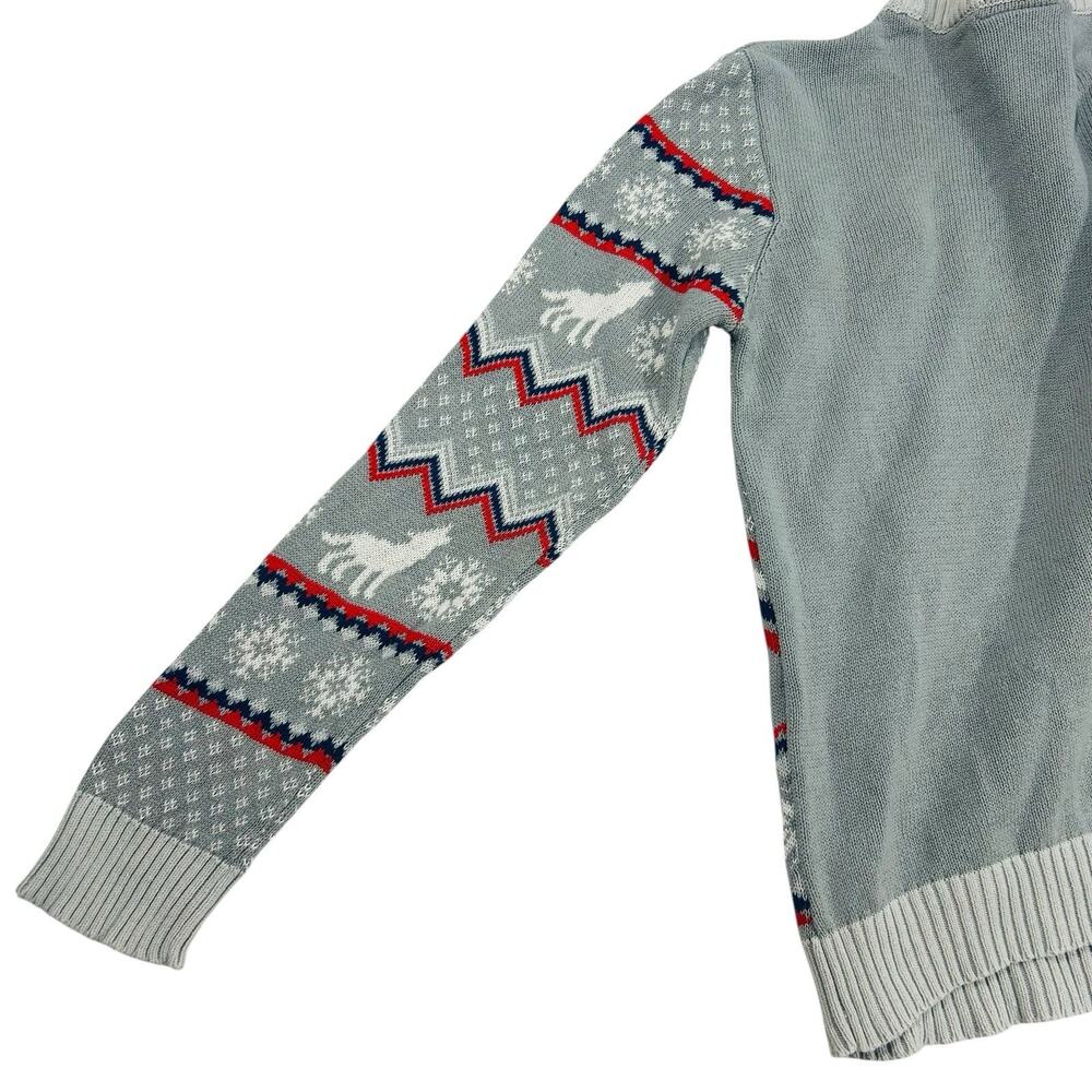 HBO GAMES OF THRONES Winter is Here Graphics Sweater Wolf Knit Gray Blue Red L - Picture 7 of 14